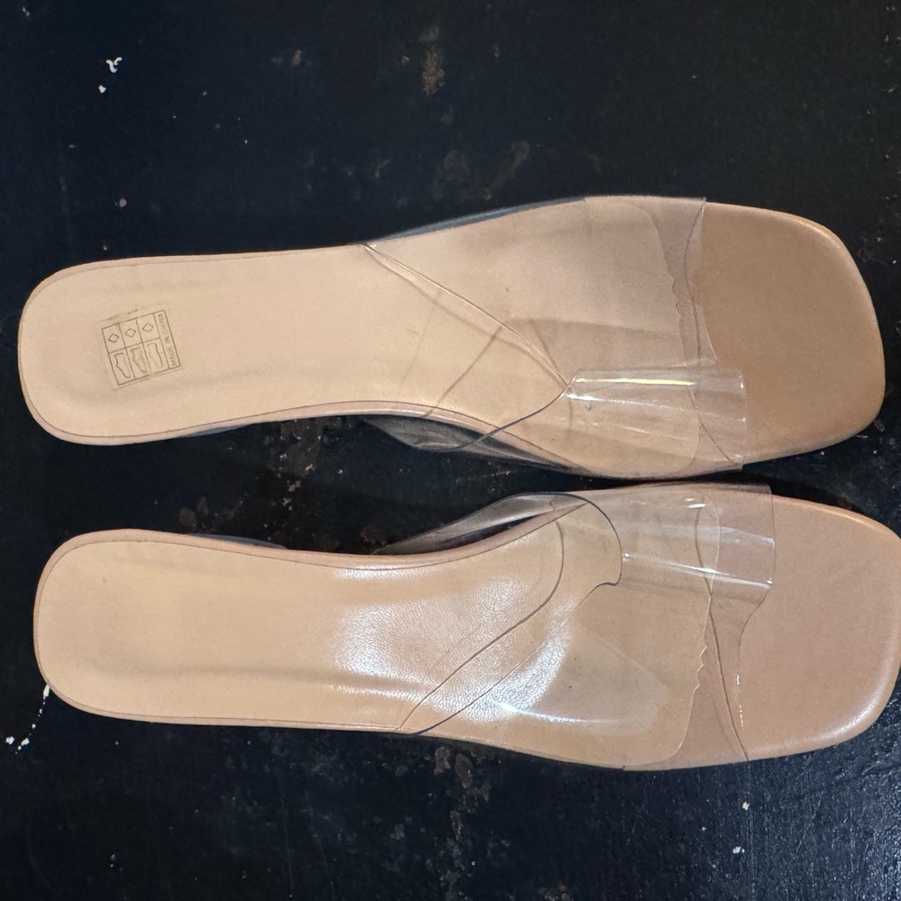 SHEIN Tan Clear Strap Sandals